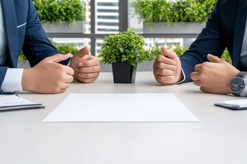 Agreement finalized in a business meeting where participants nod in consensus around a conference table