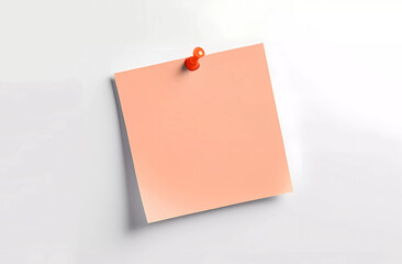 note paper with push pin on white background