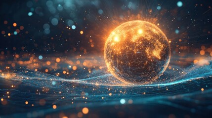 Fototapeta premium Global Network: A Digital Sphere Illuminated