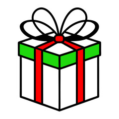 christmas s gift box line art simple vector on white background
