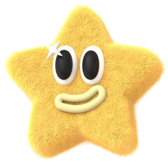 3D Yellow Star Furry Character with Confident Smile