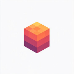 Obraz premium A 3D isometric cube with a gradient color pattern.