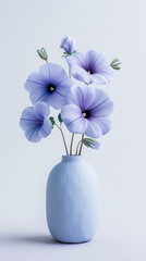 Purple Flowers in a Blue Vase