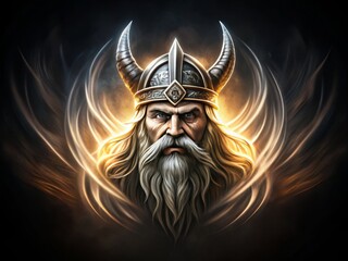 Fototapeta premium Viking King Logo Isolated with Long Exposure Effect for Unique Branding