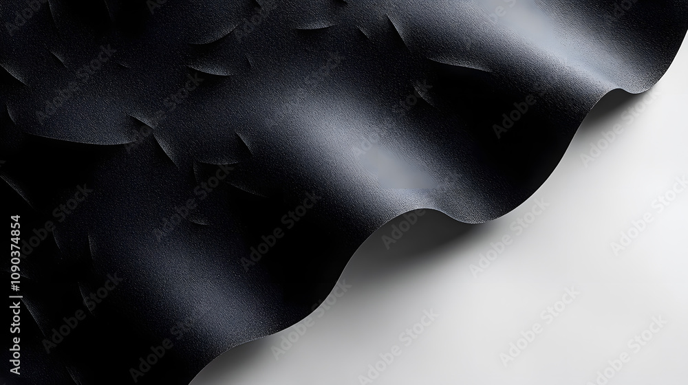 Poster abstract black and white curved paper texture: a minimalist design with depth and shadows