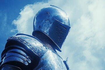 A Knight in Shining Armor Against a Blue Sky