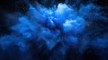 Fototapeta premium A vibrant blue cosmic cloud with sparkling stars, evoking a sense of wonder and exploration.