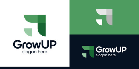 Modern Growth Up logo design. Arrow logo design graphic icon vector. Symbols for business, marketing, finance and management companies.