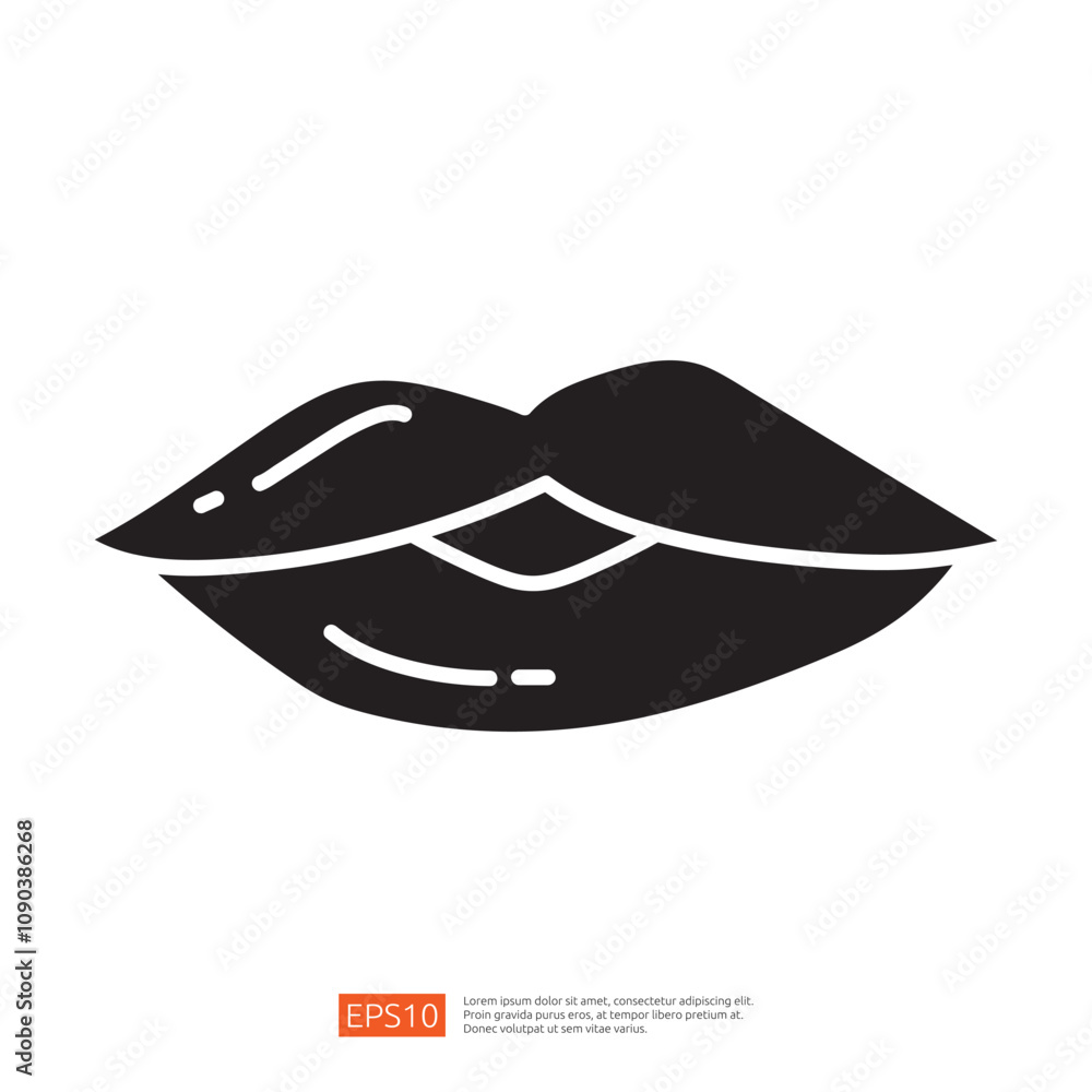 Poster the image features a stylized representation of lips, emphasizing a minimalist design with smooth cu