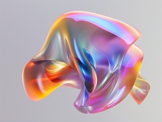Fototapeta premium Vibrant and fluid digital art piece featuring a fish-like shape in vivid hues.