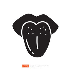 A stylized graphic illustration of a mouth with a heart-shaped tongue, emphasizing a playful or romantic theme.