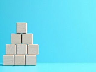 step by step concept. Instructional image of stacking wooden blocks, step-by-step, 3D illustration