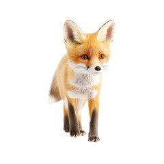 Fototapeta premium A Lively Orange Fox Walking in a Natural Setting Surrounded by Greenery, Captured in Detail with Bright Fur and Expressive Eyes Highlighting its Playful Nature