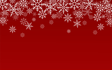Red Snowflake Horizontal Repeating Vector Background