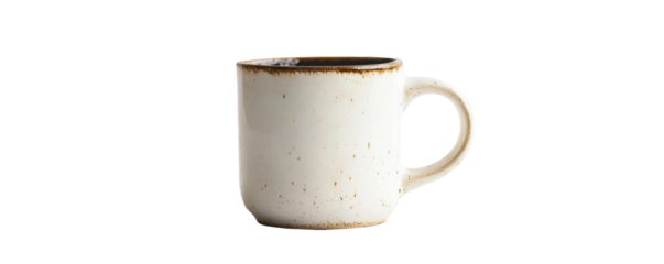 Pouring morning bliss ceramic coffee mug on solid white background for lifestyle enthusiasts, transparent background