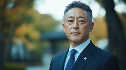Obraz premium Middle-aged Japanese man with a formal suit