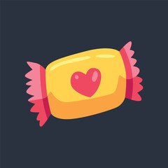 candy pack with love sign in flat vector design.
