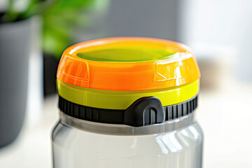 Water bottle with a sports cap on a white surface