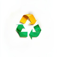 Obraz premium Recycling symbol made of colorful arrows on a white isolate background.