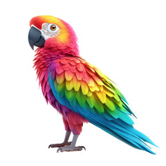 Fototapeta premium Vibrant Macaw Parrot with Stunning Multicolored Feathers Posing Gracefully Against a White Background, Showcasing Nature's Beauty and Diversity in Wildlife Photography