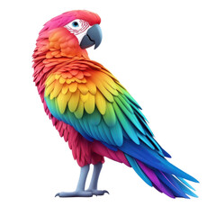 Fototapeta premium Vibrant and Colorful Macaw Parrot with Stunning Plumage Showcasing Bright Red, Orange, Yellow, Green, and Blue Feathers Against a Clean Background