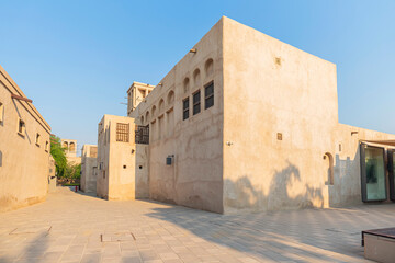 Traditional Arabic streets in historical Al Fahidi district, Al Bastakiya. Dubai, United Arab...