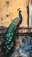 Obraz premium Beautiful peacock bird wall and colours image