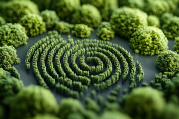 Global fingerprint made of trees on a 3D background, representing World Environment Day or Earth Day