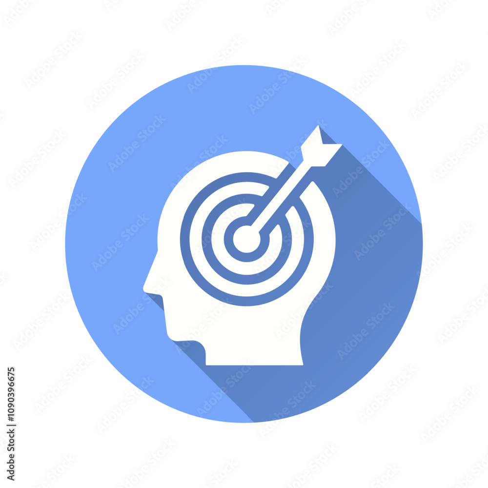 Poster goal setting flat icon. simple illustration with long shadow for graphic and web design.