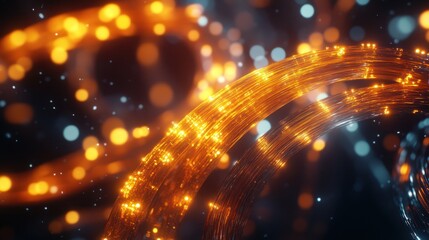 Fototapeta premium Abstract Glowing Orange Fiber Optics
