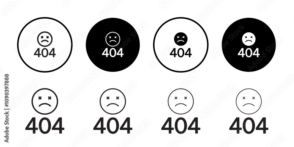 Poster 404 error icon thin line illustration set