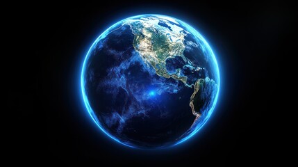 Fototapeta premium Glowing Blue Earth: A Stunning View of Our Planet