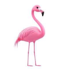 Vibrant Pink Flamingo Character Standing Elegantly in a Playful Pose Against a Clean Background for Creative and Artistic Projects