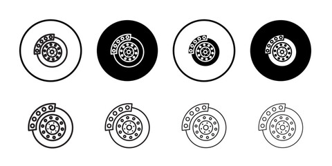 Disk brake icon Thin line illustration set