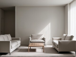 Fototapeta premium An interior design of a living room with a couch set and a coffee table.