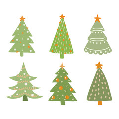 set of christmas trees