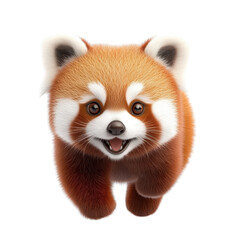 Obraz premium Cute and Playful Red Panda Running with Joyful Expression in a Bright and Colorful Environment Perfect for Nature and Wildlife Photography