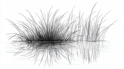 Obraz premium Tranquil Water Scene with Grassy Reflection