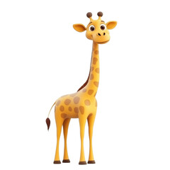 Obraz premium Playful Cartoon Giraffe Character with Big Eyes and Friendly Smile, Ideal for Children's Educational Materials, Illustrations, and Fun Graphics