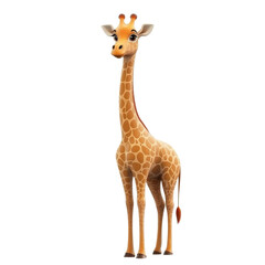 Fototapeta premium Cute and Colorful Cartoon Giraffe Character with Large Eyes and Playful Expression, Perfect for Kids' Illustrations, Children's Books, or Educational Materials