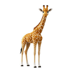 Obraz premium Adorable and Playful Cartoon Giraffe Character Standing Upright with a Friendly Smile, Perfect for Children's Illustrations, Educational Materials, and Animal-Themed Projects