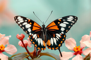 Obraz premium Vibrant Butterfly Resting on Flowers