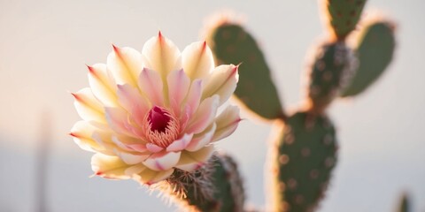 Vibrant Saguaro Cactus Flowers in Morning Light.