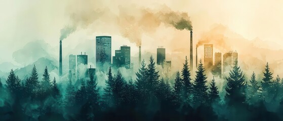 Obraz premium Fossil fuel reduction efforts paired with alternative energy sources to promote clean air