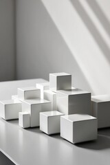 A group of white cubes sitting on top of a table.