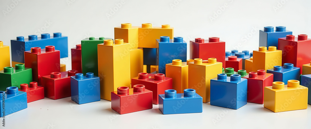 Poster a large pile of colorfuls. thes are in various shapes and sizes, and they are arranged in a way that