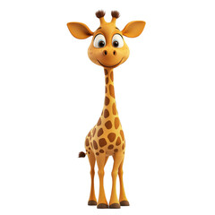 Obraz premium Playful Cartoon Giraffe Character with Big Eyes and Friendly Smile, Perfect for Children's Books or Educational Materials in Bright and Colorful Style
