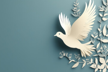 Obraz premium paper-cut dove on a neutral background 