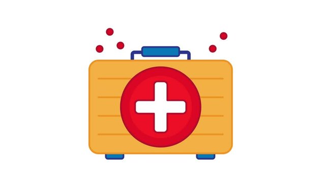 Animated medicine box with aid logo in the middle