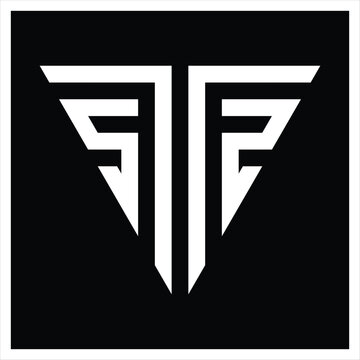 STS logo. SLLS, TS SF logo icon. Letter Triangle white Illustration with Reversed Grey black background.